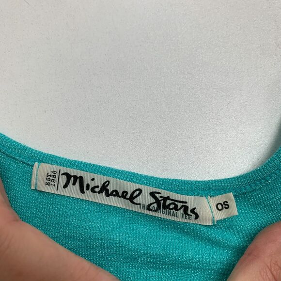 Michael Stars Top Womens OS One Size Blue V Neck Dolman Sleeves Fitted Stretch - Picture 8 of 11